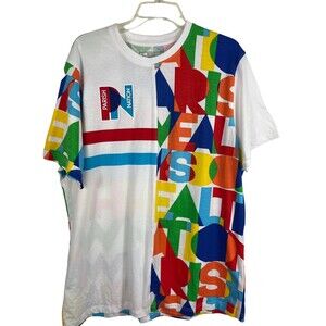 Paris Nation Short Sleeve Block Letter Colorful White Background T-shirt XL